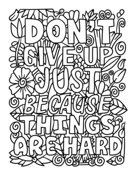 Dont Give Up Motivational Quote Coloring Page