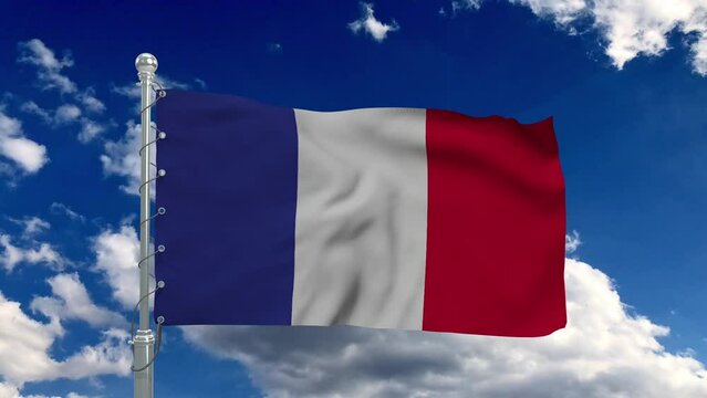 France flag, flag fluttering like in the wind