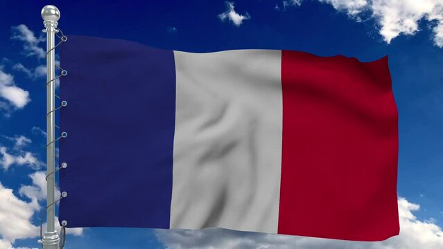 France flag, flag fluttering like in the wind