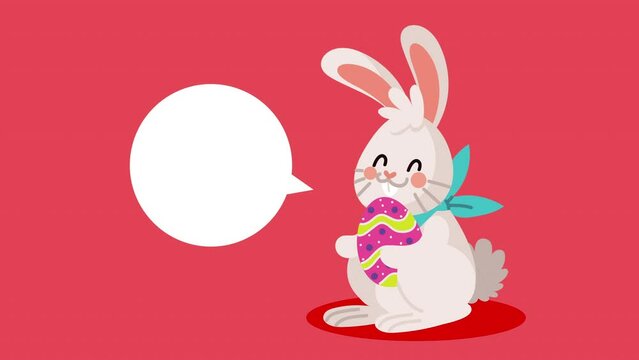 happy easter animation with rabbit speaking