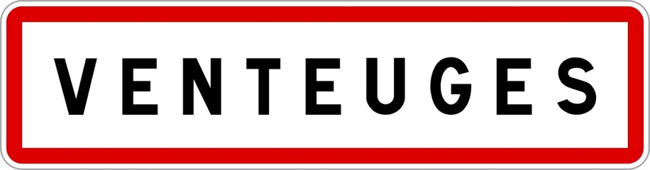 Fototapeta premium Panneau entrée ville agglomération Venteuges / Town entrance sign Venteuges