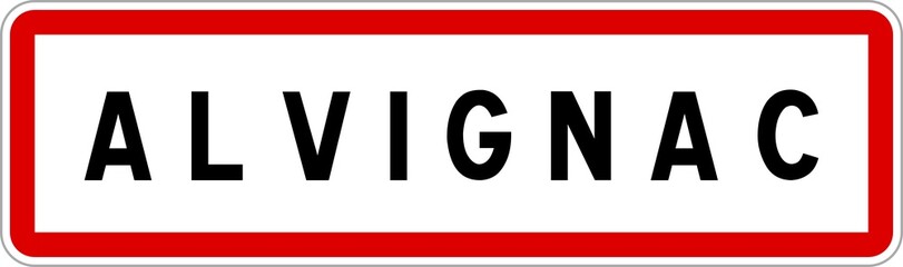 Panneau entrée ville agglomération Alvignac / Town entrance sign Alvignac