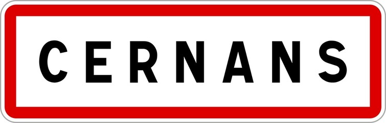 Obraz premium Panneau entrée ville agglomération Cernans / Town entrance sign Cernans
