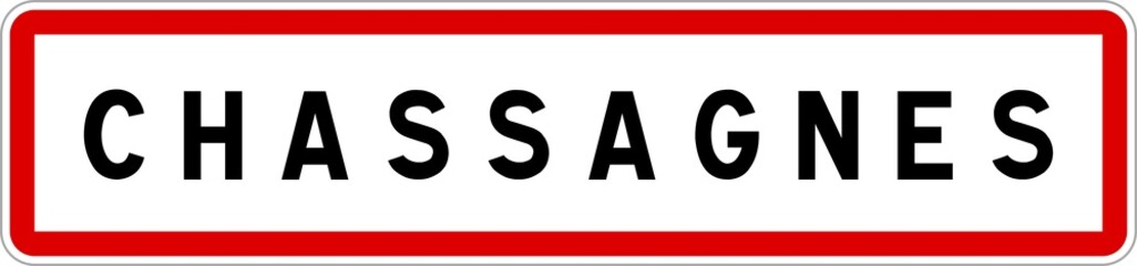 Panneau entr&eacute;e ville agglom&eacute;ration Chassagnes / Town entrance sign Chassagnes
