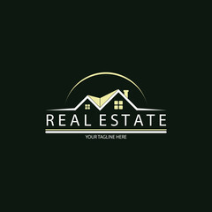 real estate house logo template design for brand or company and other