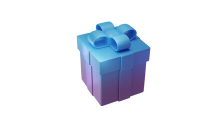 Gift box with bow gradient color isolated on a white background. 3d illustration