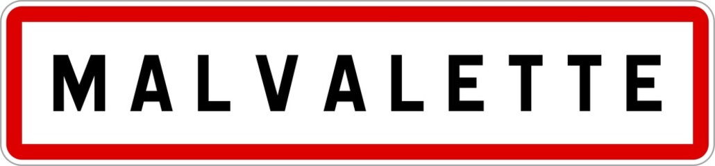 Panneau entrée ville agglomération Malvalette / Town entrance sign Malvalette