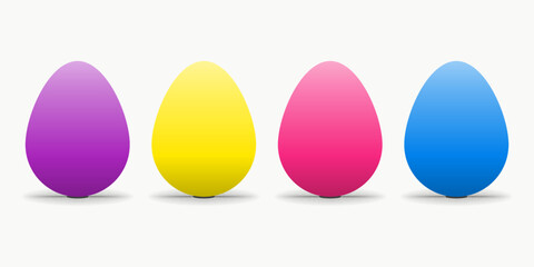 Collection of four multicolored Easter eggs isolated on white background. Happy Easter. EPS 10 vector illustration.
