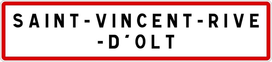 Panneau entrée ville agglomération Saint-Vincent-Rive-d'Olt / Town entrance sign Saint-Vincent-Rive-d'Olt