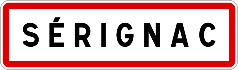 Fototapeta premium Panneau entrée ville agglomération Sérignac / Town entrance sign Sérignac