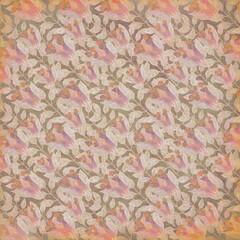 Retro background with flowers. Raster illustration for packaging design, wrapper, scrapbooking or postcard. Watercolor stylization. Floral ornament.