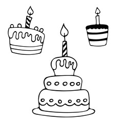 Set of vector hand drawn doodle cakes