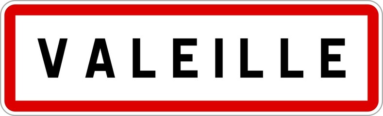 Obraz premium Panneau entrée ville agglomération Valeille / Town entrance sign Valeille