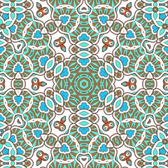 Abstract Pattern Mandala Flowers Art Colorful Blue Turquoise Brown 325