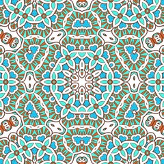 Abstract Pattern Mandala Flowers Art Colorful Blue Turquoise Brown 317