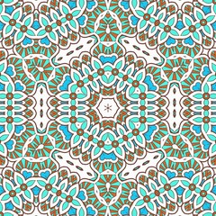 Abstract Pattern Mandala Flowers Art Colorful Blue Turquoise Brown 316