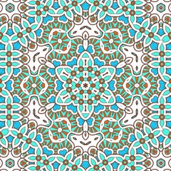 Abstract Pattern Mandala Flowers Art Colorful Blue Turquoise Brown 314