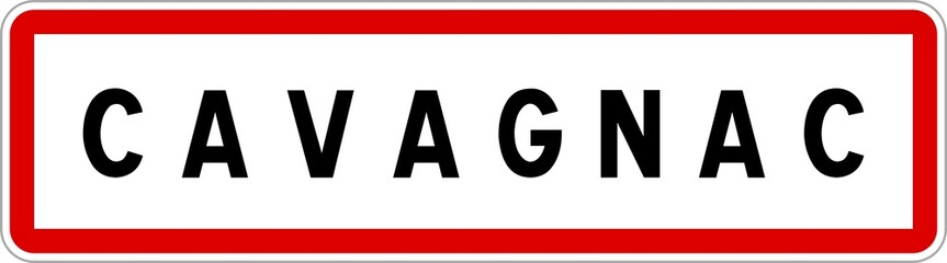 Panneau entrée ville agglomération Cavagnac / Town entrance sign Cavagnac