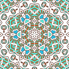 Abstract Pattern Mandala Flowers Art Colorful Blue Turquoise Brown 225