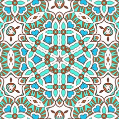 Abstract Pattern Mandala Flowers Art Colorful Blue Turquoise Brown 223
