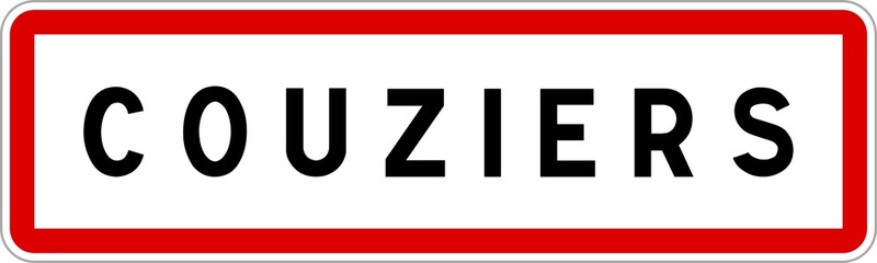 Obraz premium Panneau entrée ville agglomération Couziers / Town entrance sign Couziers