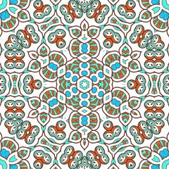 Abstract Pattern Mandala Flowers Art Colorful Blue Turquoise Brown 205
