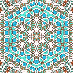 Abstract Pattern Mandala Flowers Art Colorful Blue Turquoise Brown 175