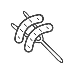 Vector icon of sausage on fork
