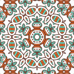 Abstract Pattern Mandala Flowers Art Colorful Blue Turquoise Brown 136