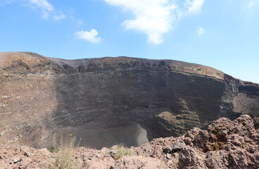 breathtaking view volcano crater called Vesuvius or Vesuviano in Italian language near Naple City in Italy