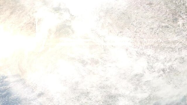 Earth zoom in from outer space to city. Zooming on Bulandshahr, Uttar Pradesh, India. The animation continues by zoom out through clouds and atmosphere into space. Images from NASA