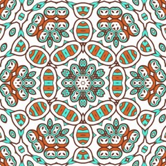 Abstract Pattern Mandala Flowers Art Colorful Blue Turquoise Brown 125