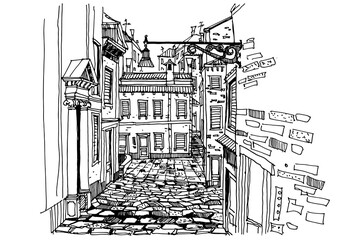 Vector sketch of architecture of Venice, Italy.