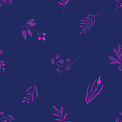 Plakat Seamless floral pattern on a dark background.