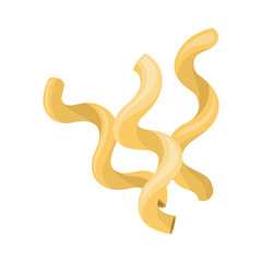 Pasta cavata. Restaurant delicious menu icon. Raw macaroni. Italian cuisine, wheat flour product. cartoon pasta