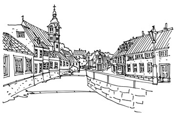 Vector sketch of architecture of Samobor, Croatia.