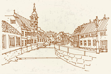 Vector sketch of architecture of Samobor, Croatia.