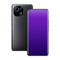 Violet Smartphone. Isolated Model Mockup. Vector illustration