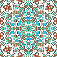 Abstract Pattern Mandala Flowers Art Colorful Blue Turquoise Brown 91