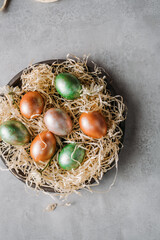 easter eggs in a basket