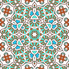 Abstract Pattern Mandala Flowers Art Colorful Blue Turquoise Brown 90