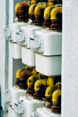 gas meters. gas meters in a block of flats. gas consumption metering.