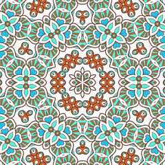 Abstract Pattern Mandala Flowers Art Colorful Blue Turquoise Brown 87