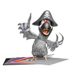 Naklejka premium parrot pirate is talking on the office papers