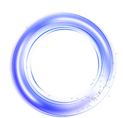 Glow blue circle with sparkles, magic light effect with glitter dust. Vector realistic blue shiny ring or swirl, round frame of flare trail isolated on background