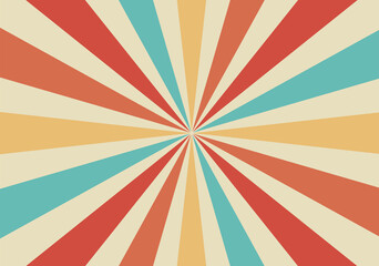 retro sun burst background with colorful rays