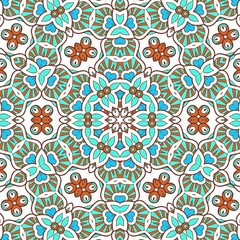 Abstract Pattern Mandala Flowers Art Colorful Blue Turquoise Brown 82