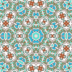 Abstract Pattern Mandala Flowers Art Colorful Blue Turquoise Brown 78