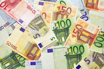 Euro money background. Banknotes texture.