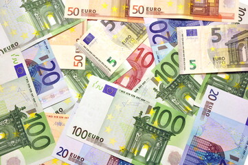 Euro money background. Banknotes texture.
